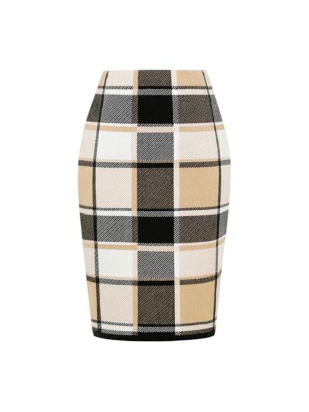 Women's Knee Length Plaid Pencil Sweater Skirt High Waisted Bodycon